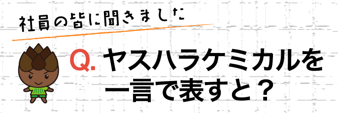 社員に聞きました　Q.ヤスハラケミカルを一言で表すと？