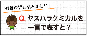 社員に聞きました　Q.ヤスハラケミカルを一言で表すと？